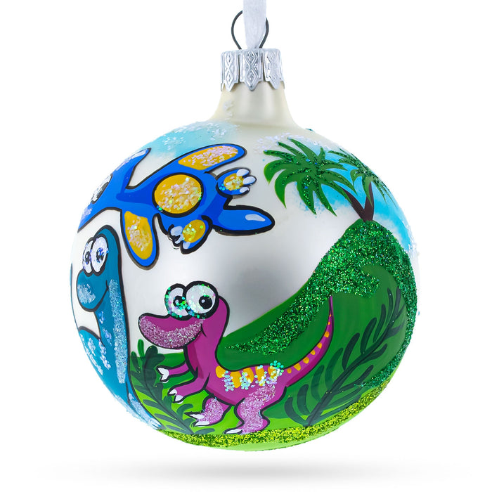 BestPysanky Baby Dinosaurs Blown Glass Ball Christmas Ornament 3.25 Inches