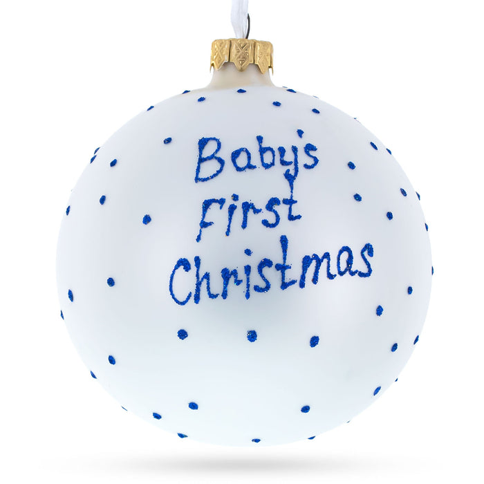 BestPysanky Boy Opening Gift Blown Glass Ball Baby's First Christmas Ornament 4 Inches