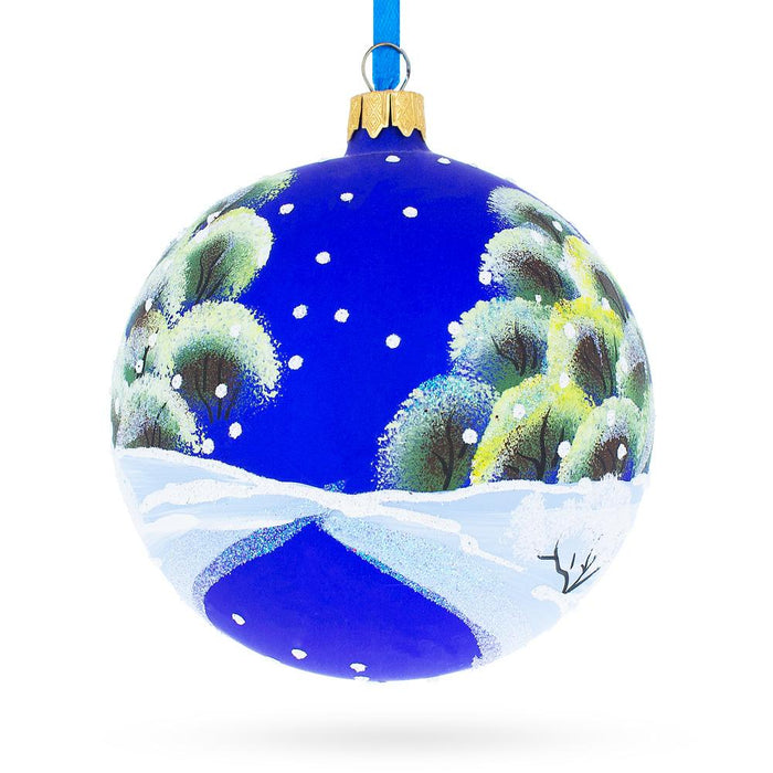 BestPysanky Festive Pigs Decorating Tree Blown Glass Ball Christmas Ornament 4 Inches