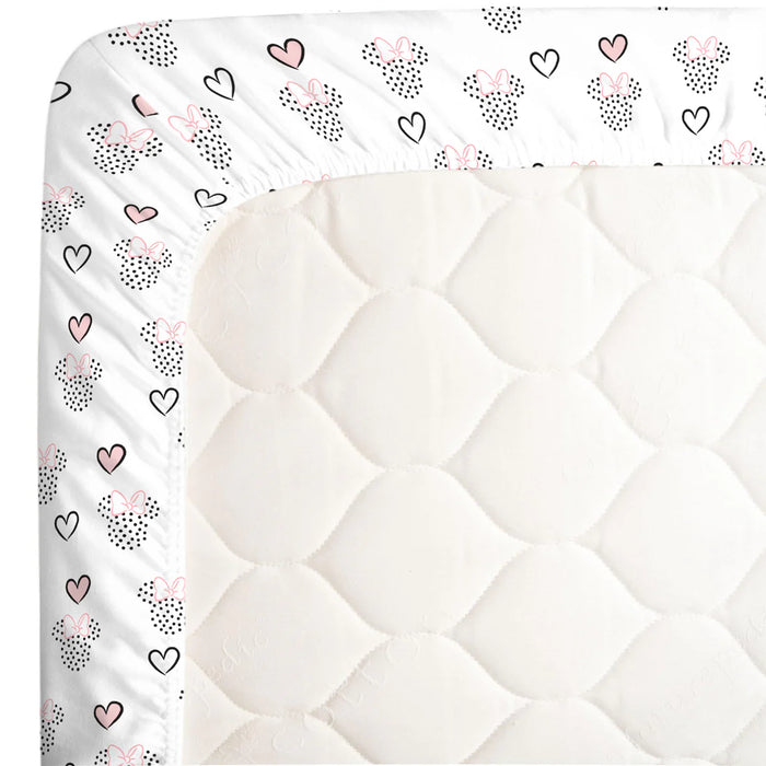 Disney Minnie Mouse Hearts Girl Standard 2-Pack Fitted Crib Mattress Sheets