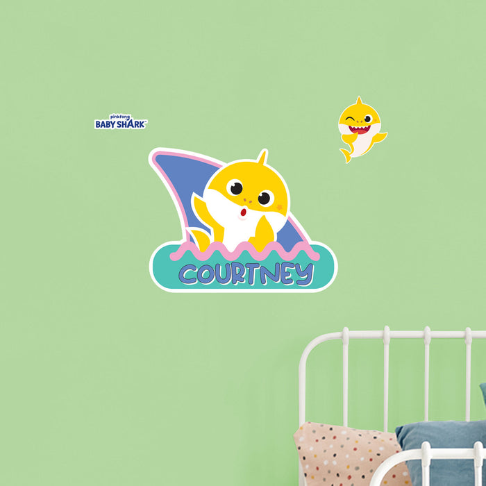 Fathead Baby Shark: Baby Shark Wave Personalized Name Icon - Officially Licensed Nickelodeon Removable Adhesive Decal