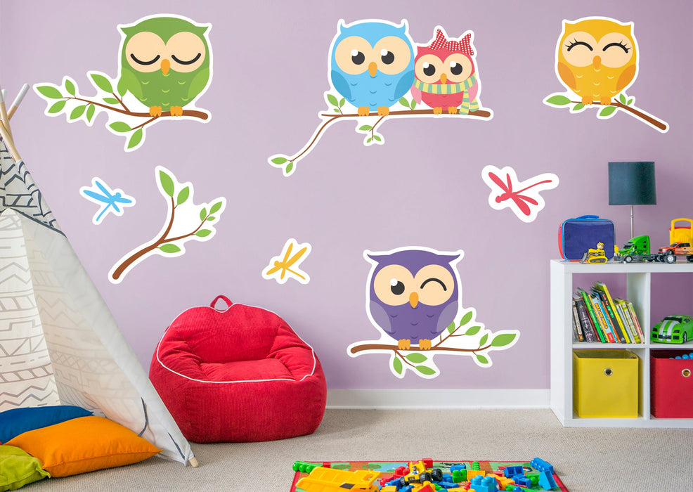 Fathead Nursery: Owl Five Friends Collection - Removable Wall Adhesive Decal