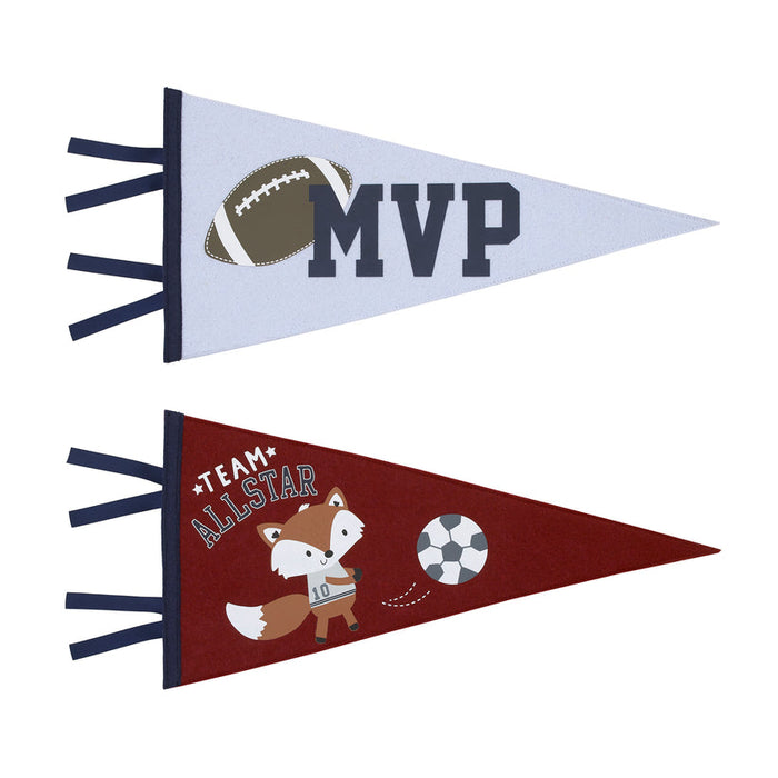 NoJo Team All Star Sporty 2 Pack Felt Pennants Wall Décor