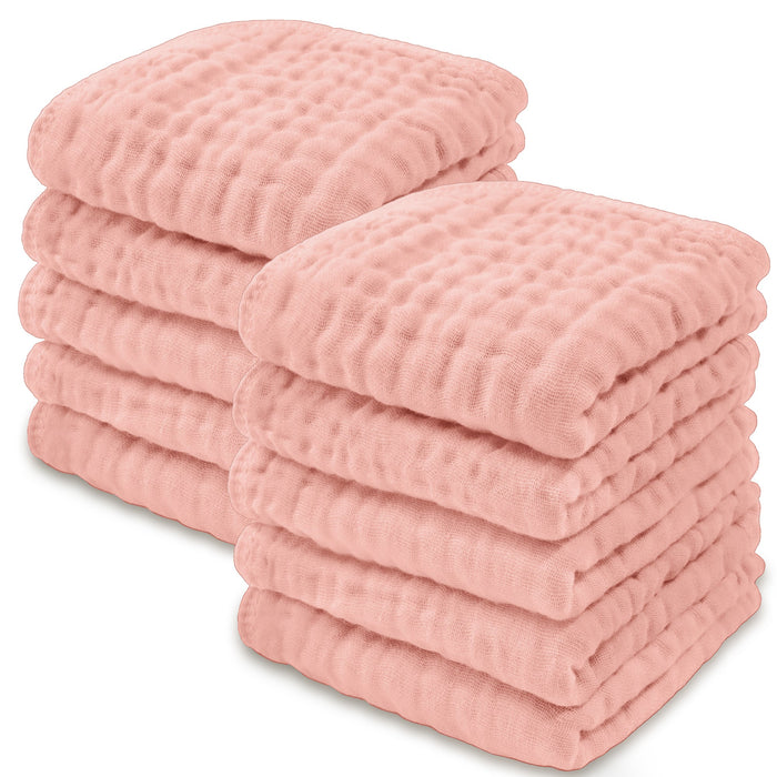 Comfy Cubs Muslin Cotton Baby Washcloths - Lace Pink