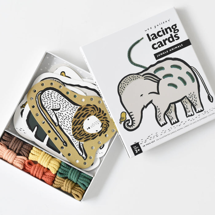 Wee Gallery Lacing Cards - Jungle Animals