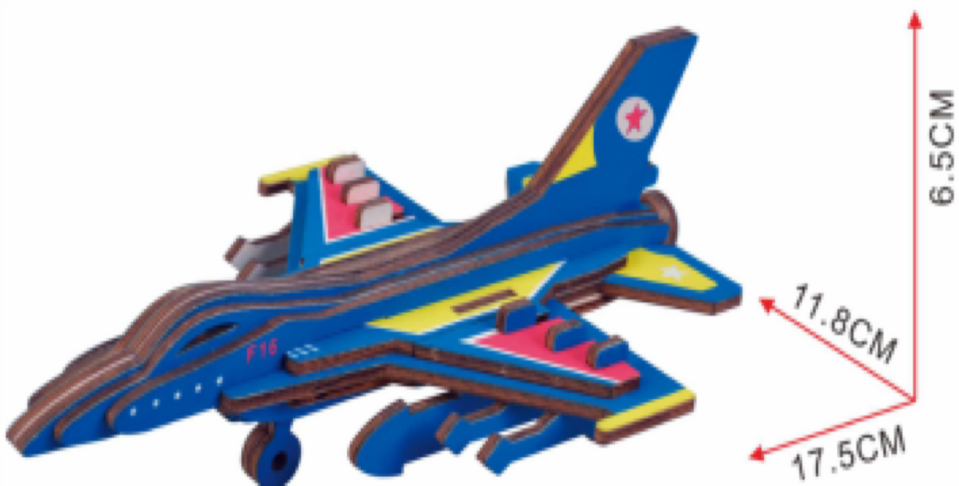 BestPysanky F-16 Fighter Plane Model Kit - Wooden Laser-Cut 3D Puzzle (23 Pcs)