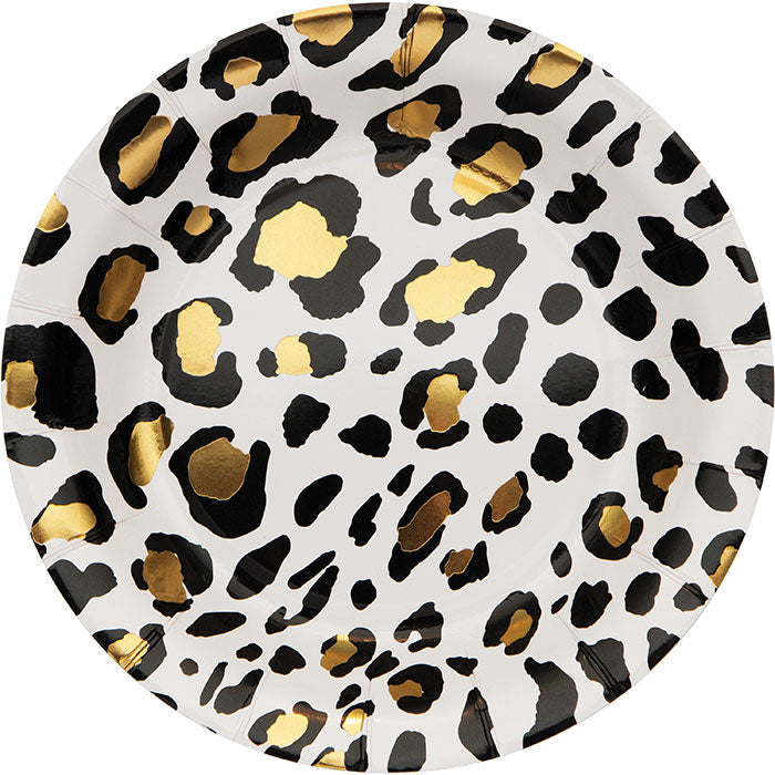 Party Decorations Leopard Paper Dessert Plate, Foil 8ct