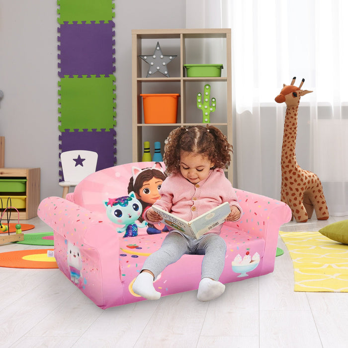 Marshmallow Furniture Kids 2-in-1 Flip Open Foam Sofa Bed, Gabby's Dollhouse