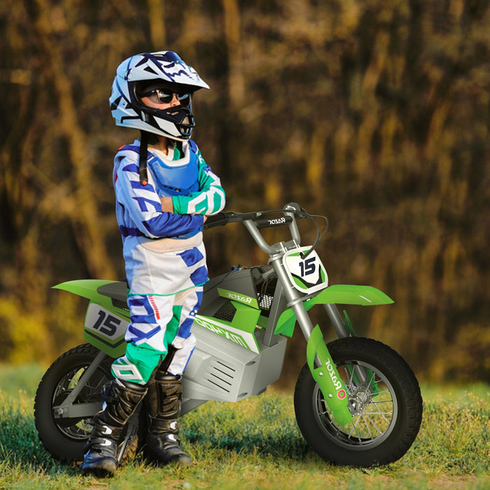 Razor MX400 Dirt Rocket 24V Electric Toy Motocross Motorcycle Dirt Bike, Green