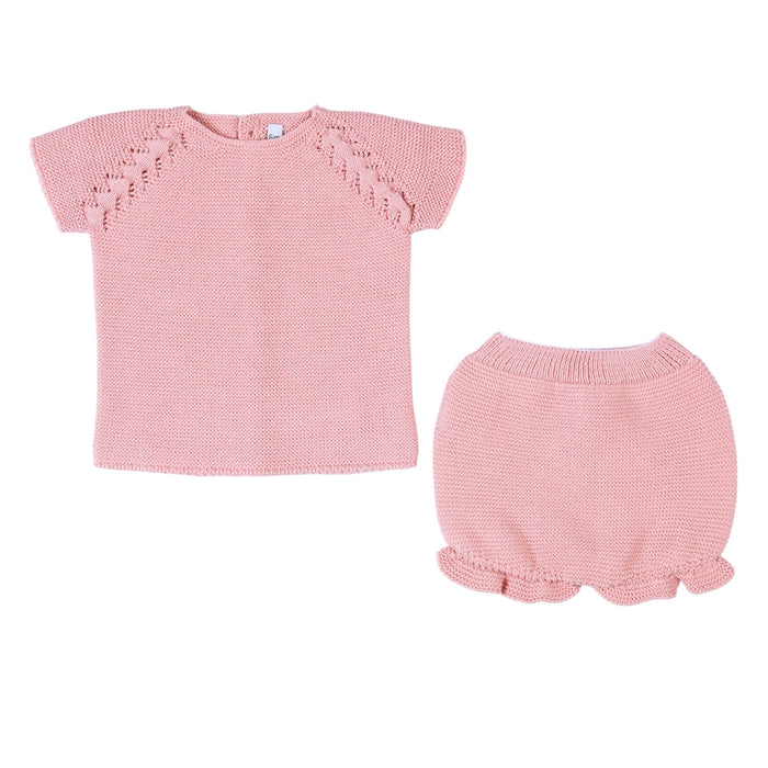 Bebe Sweeny LIOR | Baby Girls Pink Cotton Knit Shorts Set