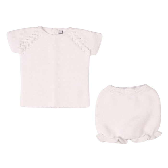 Bebe Sweeny LIOR | Baby White Cotton Knit Shorts Set