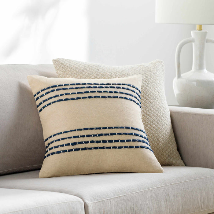 Hauteloom Listie Beige Navy Striped Accent Pillow