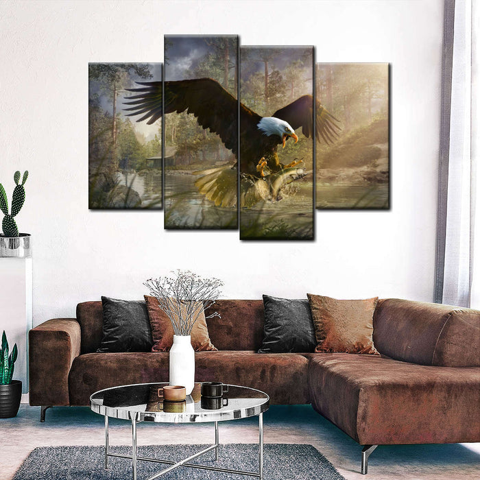 ElephantStock Bald Eagle Catching Fish Wall Art