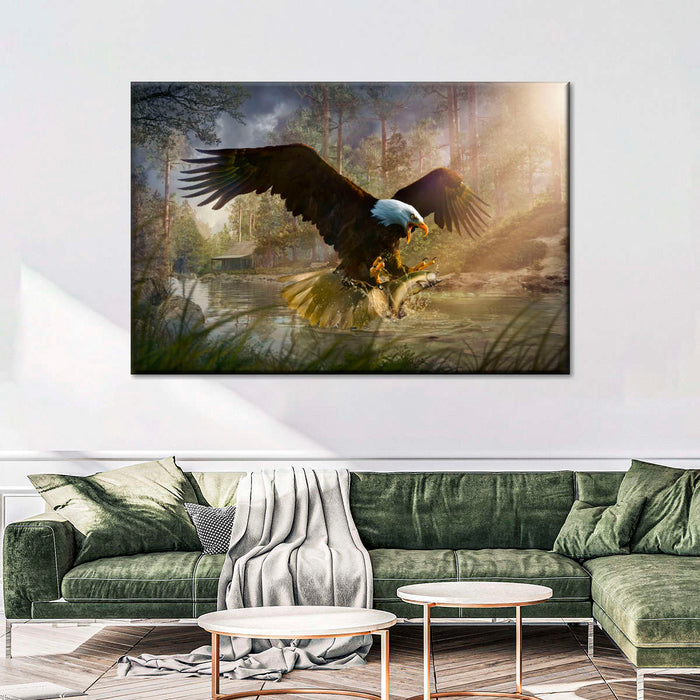 ElephantStock Bald Eagle Catching Fish Wall Art