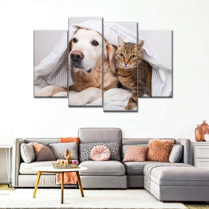 ElephantStock Cozy Dog And Cat Wall Art