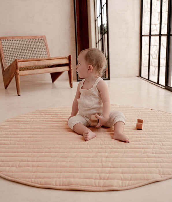 Toddlekind Quilted Cotton Reversible Playmats | Stripes - Sandstone