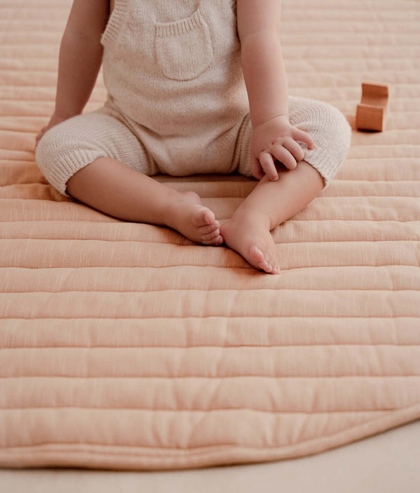 Toddlekind Quilted Cotton Reversible Playmats | Stripes - Sandstone
