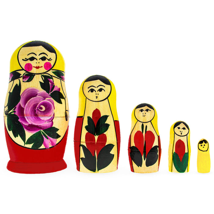 BestPysanky Set of 5 Traditional Style Matryoshka Wooden Nesting Dolls