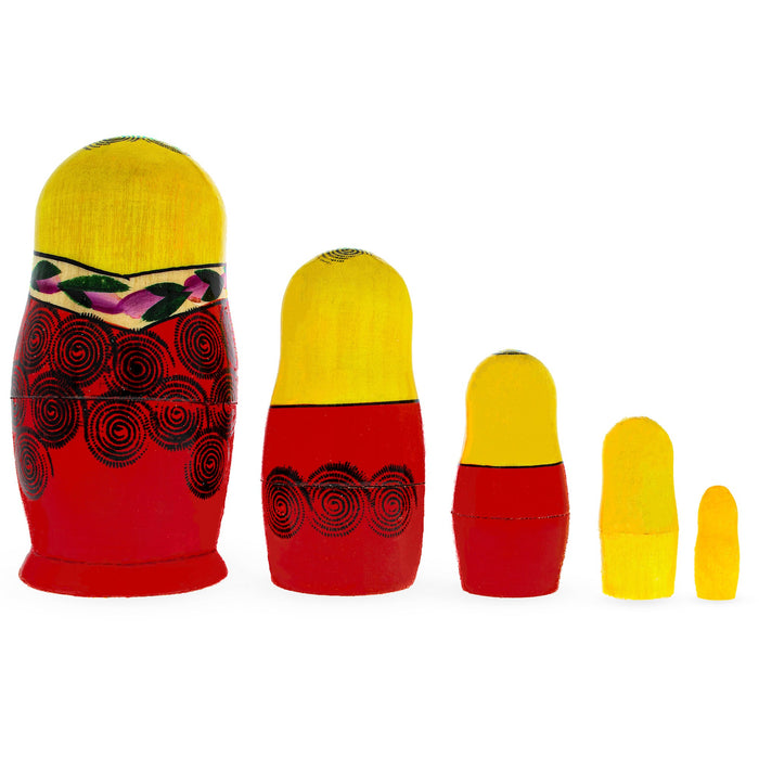 BestPysanky Set of 5 Traditional Style Matryoshka Wooden Nesting Dolls