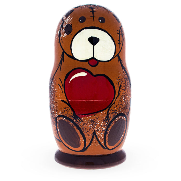 BestPysanky 5 Pieces Bear Family  Wooden Nesting Dolls