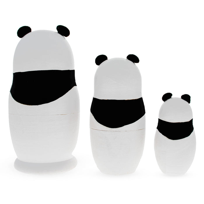 BestPysanky Set of 3 Panda Family Wooden Nesting Dolls