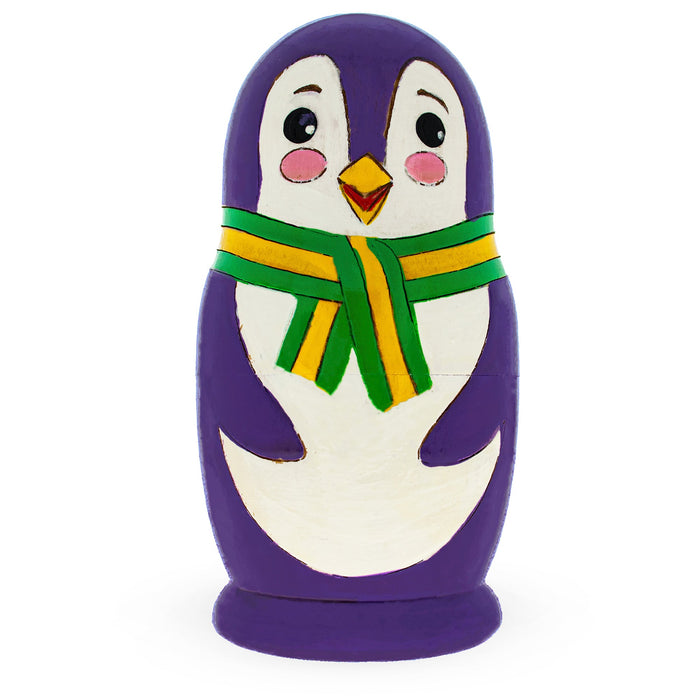 BestPysanky Set of 3 Penguin Family Wooden Nesting Dolls