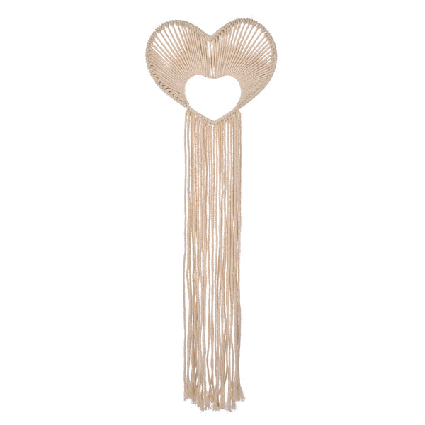 Little Love by NoJo Natural Ivory Macramé Heart Shaped Wall Décor, 18" Long