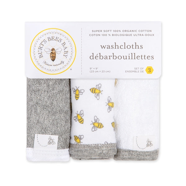 Burt's Bees Baby Set of 3 Honey Bee Washcloths