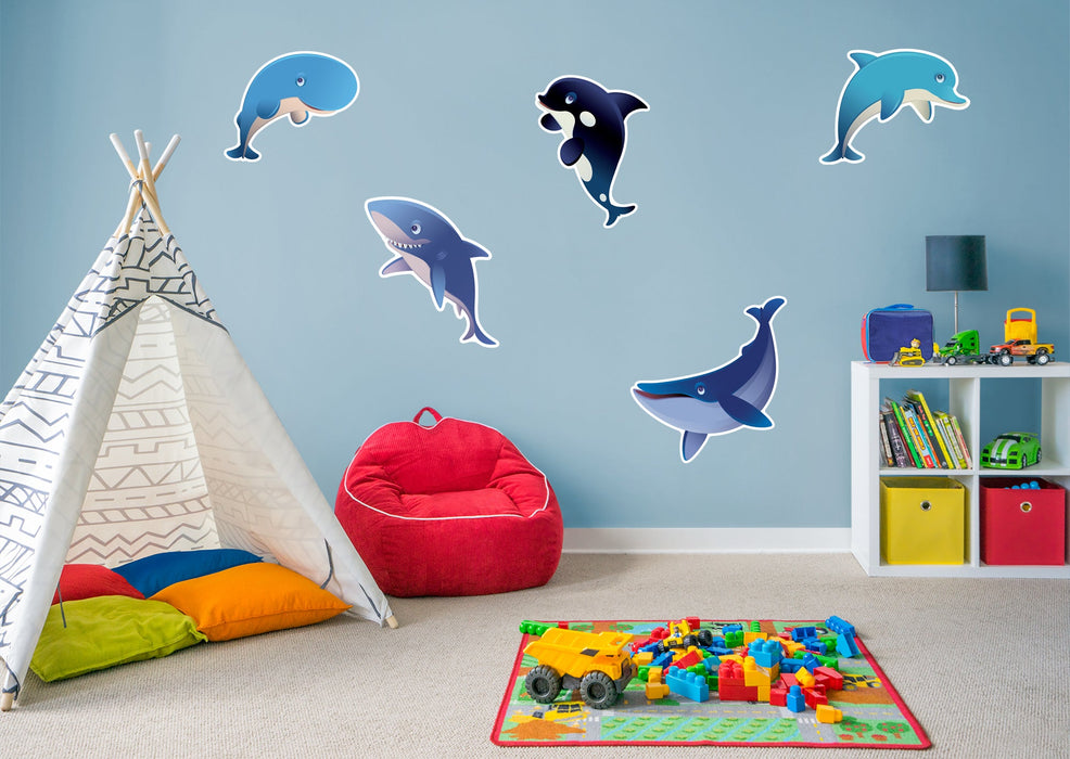 Fathead Nursery:  Dolphins and Whales Collection        -   Removable Wall   Adhesive Decal