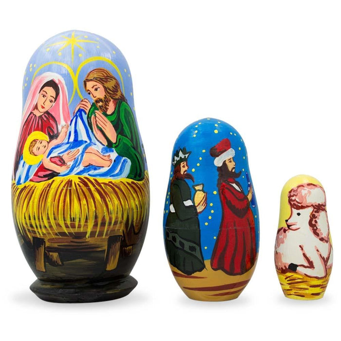 BestPysanky Set of 3 Nativity Scene- Jesus, Mary, Wisemen Nesting Dolls 4.25 Inches