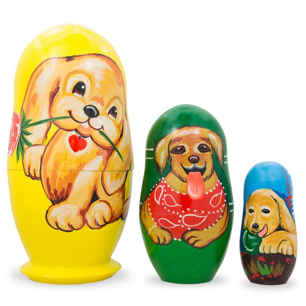 BestPysanky Set of 3 Labrador Retriever Dogs Wooden Nesting Dolls 4.25 Inches