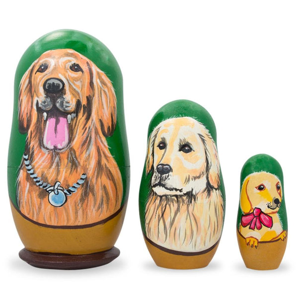 BestPysanky Set of 3 Labrador Retrievers Wooden Nesting Dolls 4.25 Inches