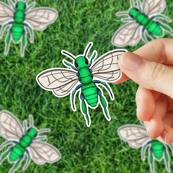 Stick With Finn Green Metallic Sweat Bee Sticker