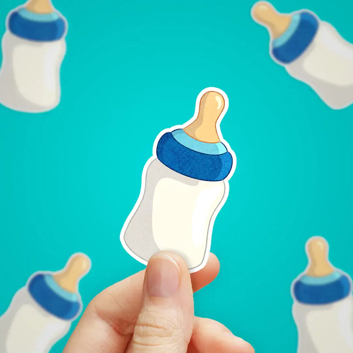 Stick With Finn Blue Baby Bottle Sticker