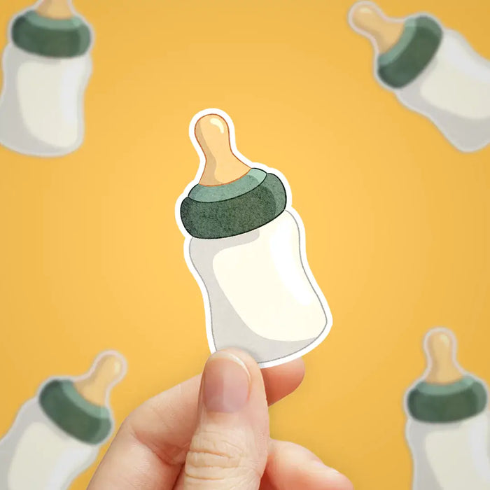 Stick With Finn Green Baby Bottle Sticker