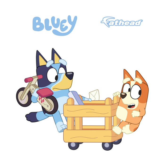 Fathead Bluey: Bluey & Bingo Sisters Postman Icon - Officially Licensed BBC Removable Adhesive Decal