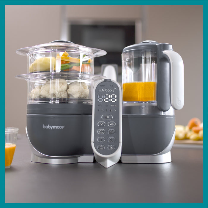 Babymoov Duo Meal Station 5-in-1 Food Maker with Steam Cooker, Blend &  Puree, Grey