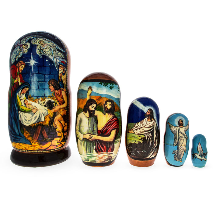 BestPysanky Set of 5 Jesus is Born Nativity Scene Nesting Dolls Matryoshka