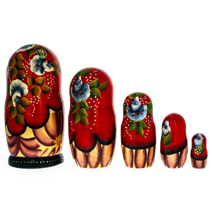 BestPysanky Set of 5 Little Red Riding Hood Wooden  Nesting Dolls 7 Inches