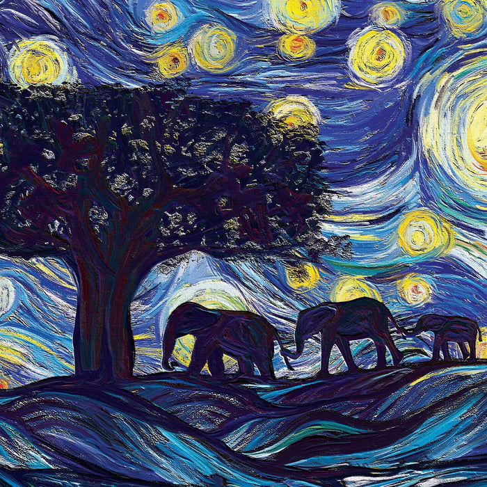 ElephantStock Elephant Family Starry Night Wall Art