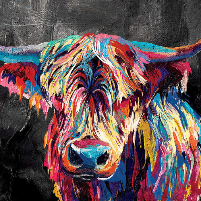 ElephantStock Colorful Highland Cow Wall Art