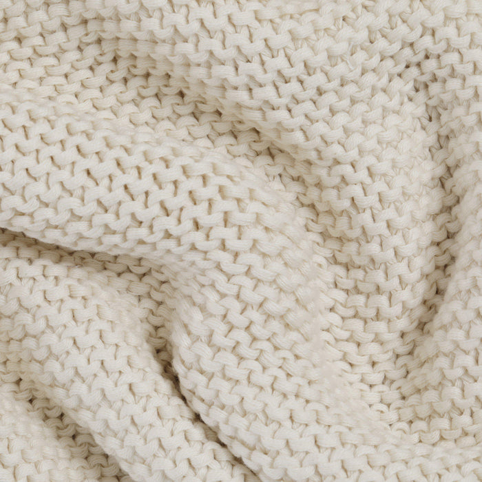 Makemake Organics Chunky Knit Throw Blanket - Vanilla Natural