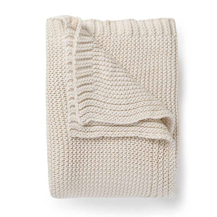 Makemake Organics Chunky Knit Throw Blanket - Vanilla Natural