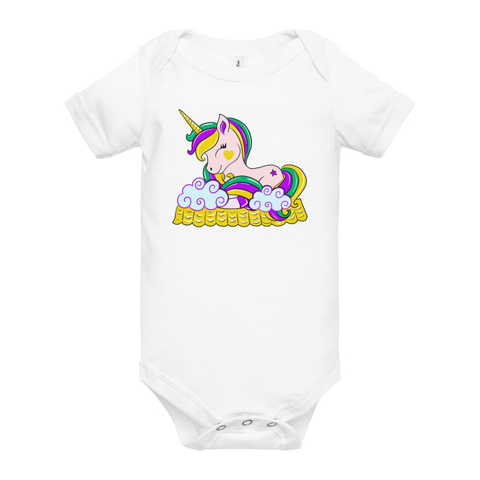 Little Hometown Mardi Gras Unicorn Baby Onesie