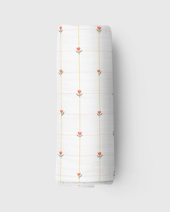 Be A Heart Mary's Prayer Tulips Muslin Swaddle Baby Blanket