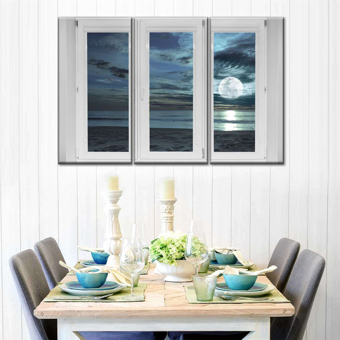 ElephantStock Window To Moonlit Beach Wall Art