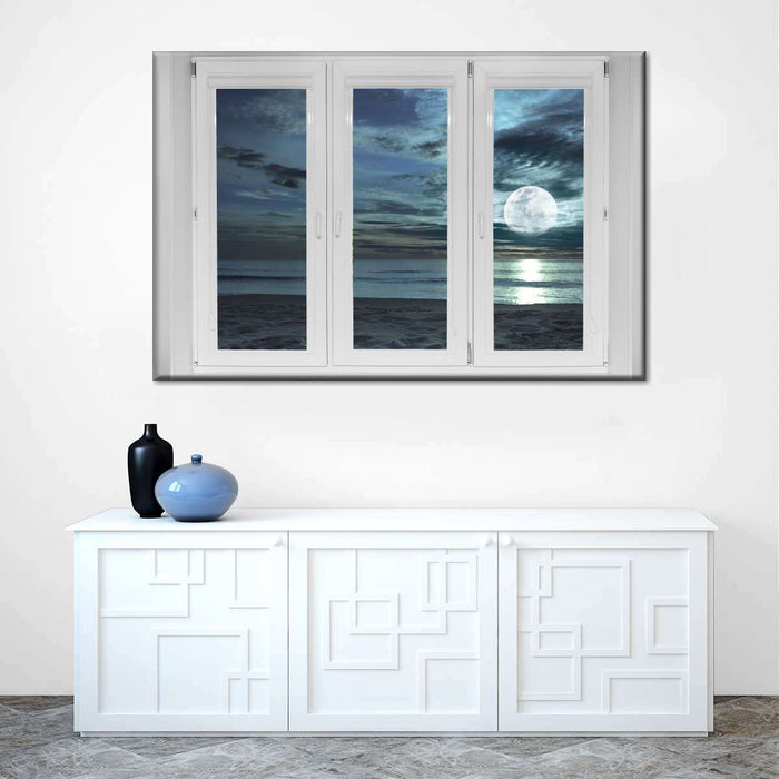 ElephantStock Window To Moonlit Beach Wall Art