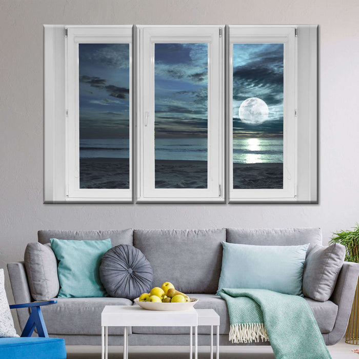 ElephantStock Window To Moonlit Beach Wall Art