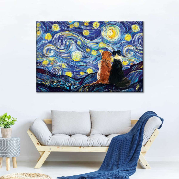 ElephantStock Dogs Journey Starry Night Wall Art