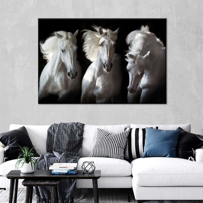 ElephantStock Three White Horses Wall Art